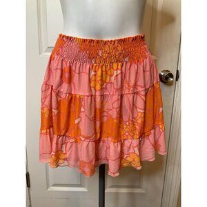 Show Me Your Mumu Velma Pink Orange Vibrant Floral Mesh Mini Skirt NWT, Size XS